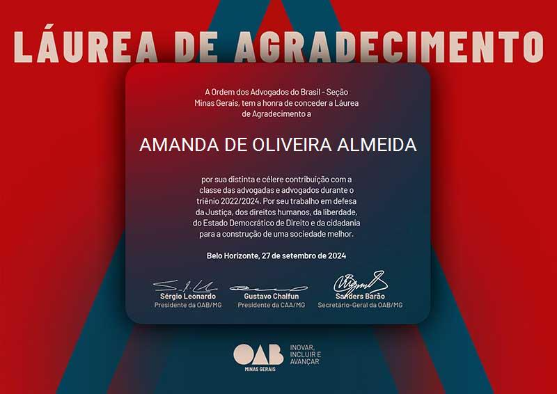 Láurea de Agradecimento OAB